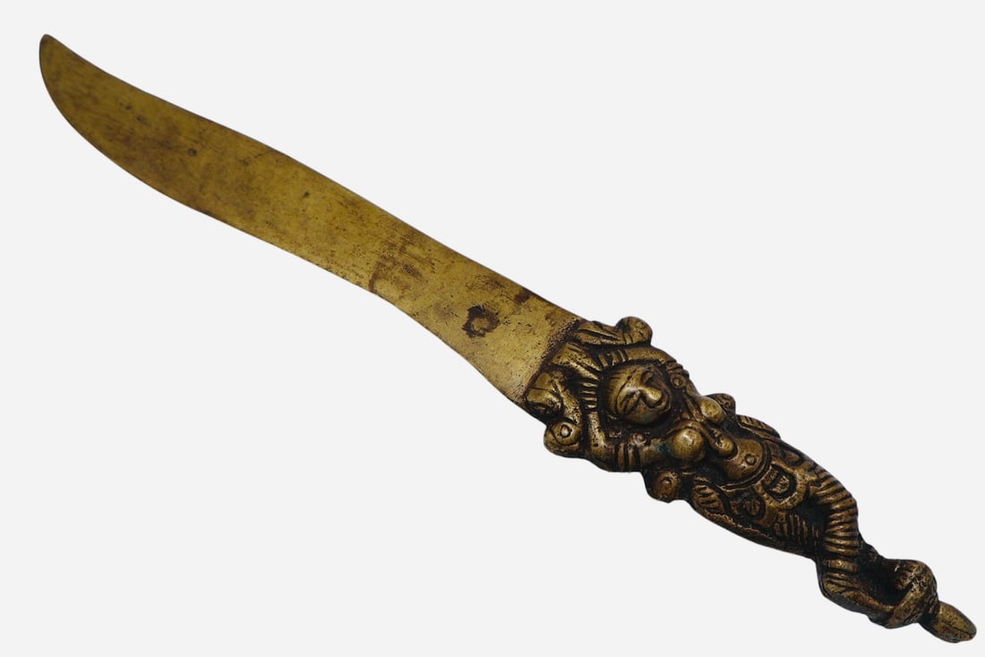 Antique India Brass Goddess Table Knife (1 of 5)