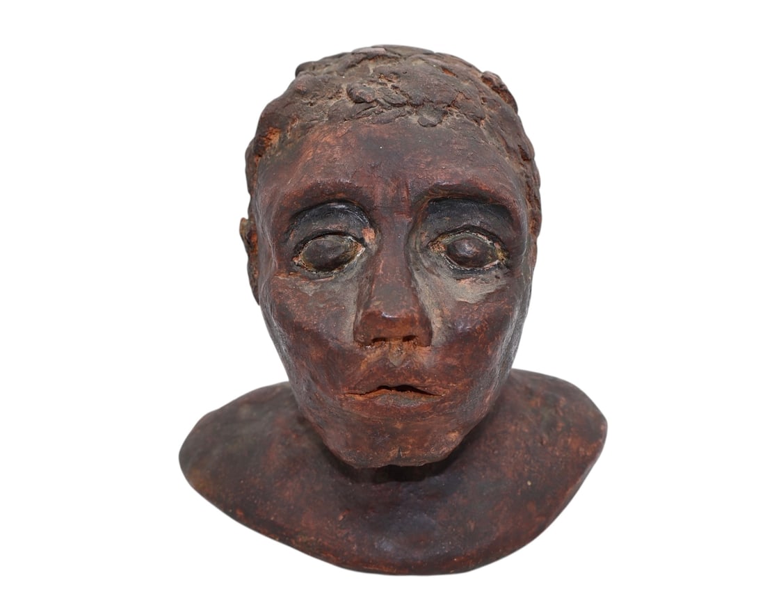A Hand Modeled Pottery Bust of An African American Woman (1 of 7)