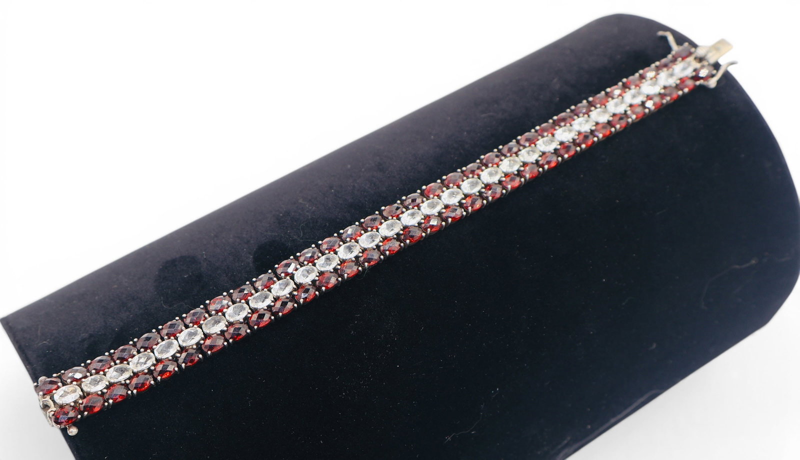 Vintage CJ JC 925 Thailand Sterling Silver Topaz Red Garnet: Descriptions