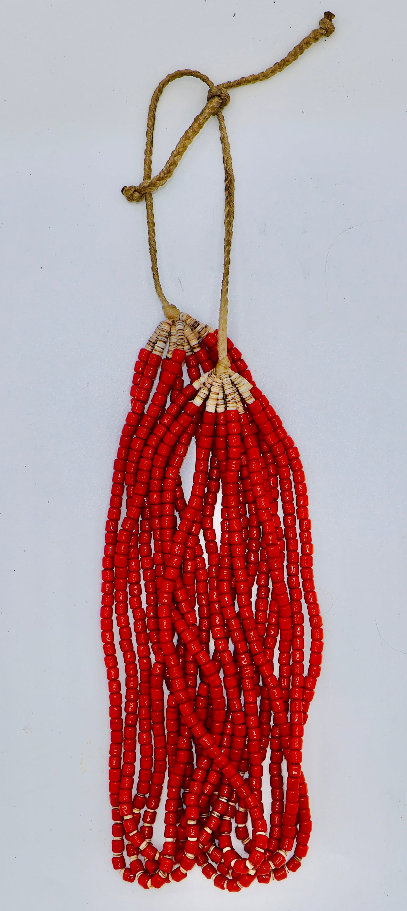 Southwest Coral & Heishi Shell 10 Strand Beaded Necklace: Description