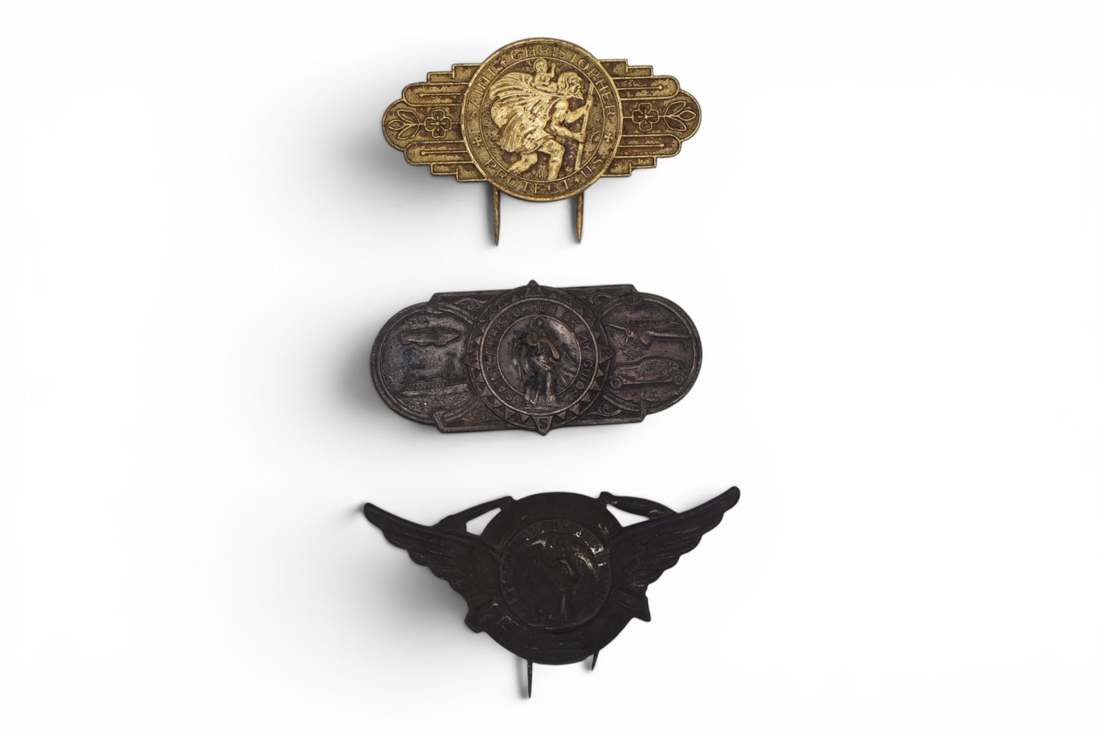 Three Art Deco St. Christopher Medal Visor Clip (1 of 7)