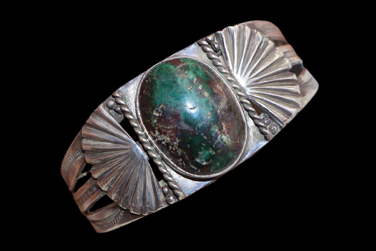 A Native American Fred Harvey Era Silver & Turquoise Cuff