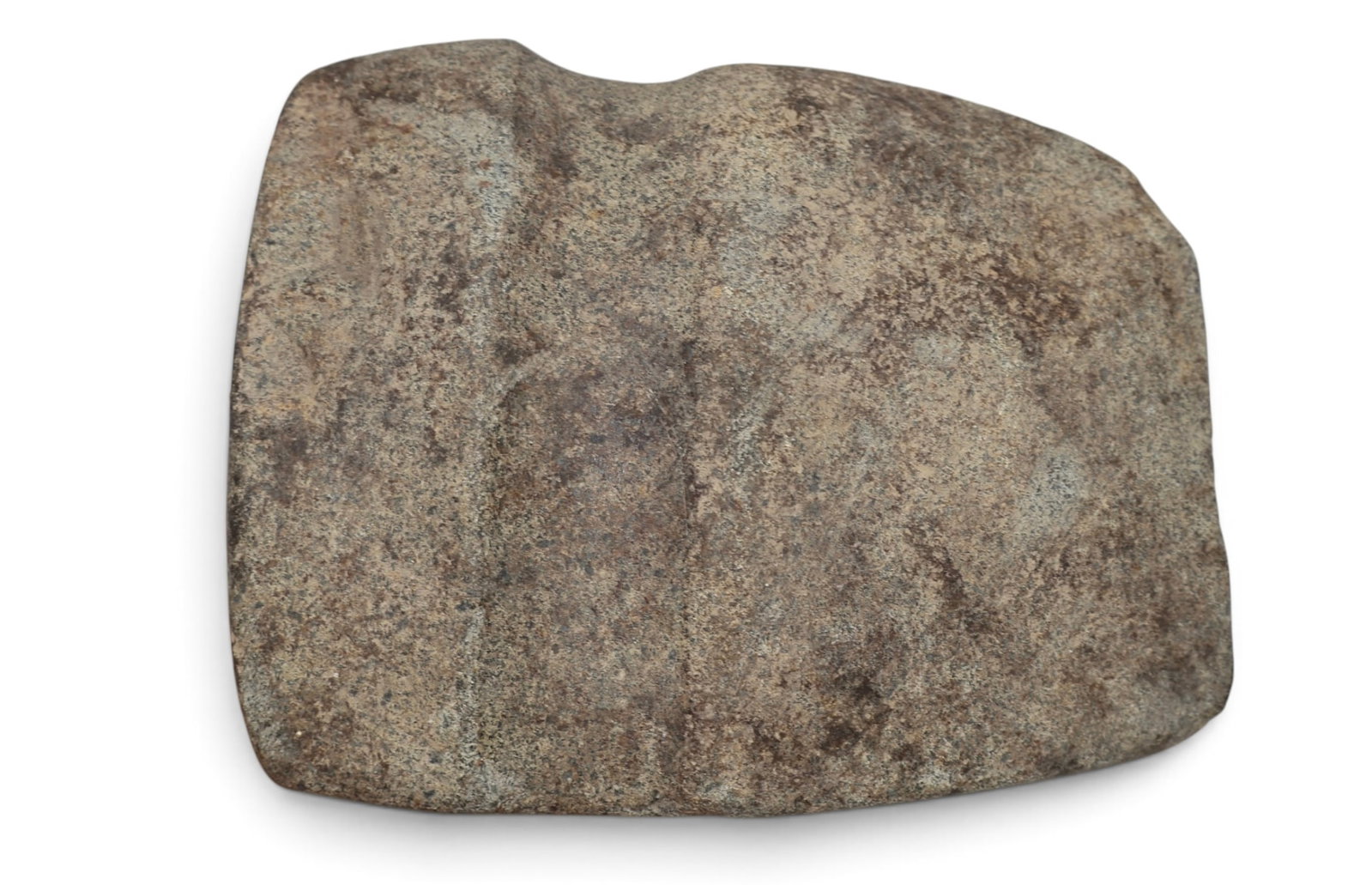 Very Large Native American Indian Stone Axe: Large Trophy Style Axe. Hand packed and polished surface. Ancient. From a Midwest Collection. A very nice example. Very heavy and stout artifact. 6” x 4.5” x 2.5”.