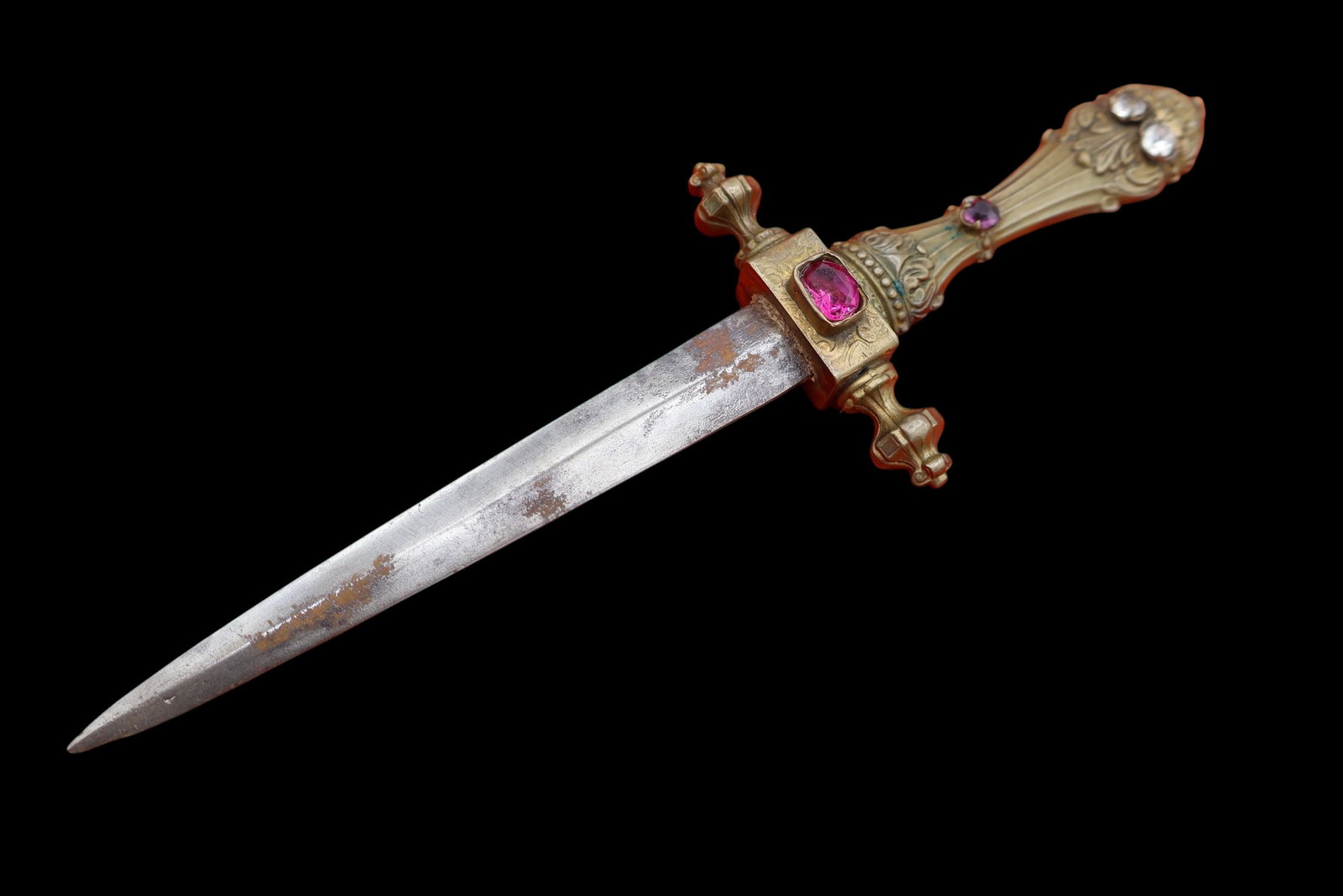 19TH C JEWELED EUROPEAN GOTHIC REVIVAL DAGGER (1 of 11)