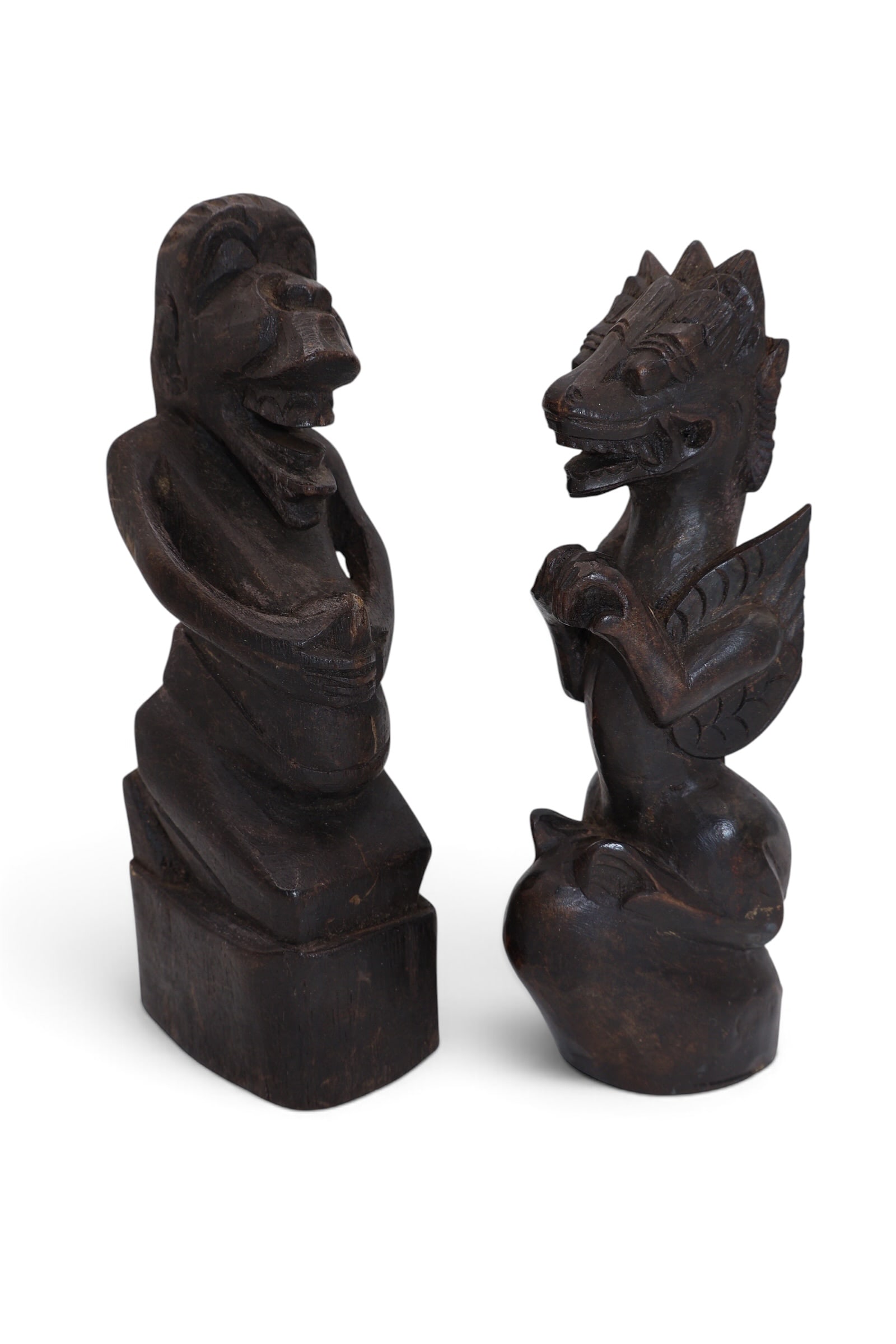 A Pair of Antique Bali Indonesian Carves Wood Figures (1 of 9)