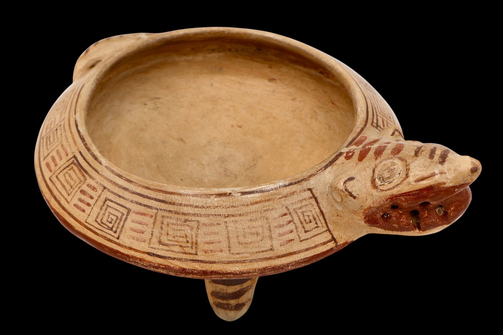 A Pre Columbian Jaguar Effigy Face Tripod Vessel (1 of 19)