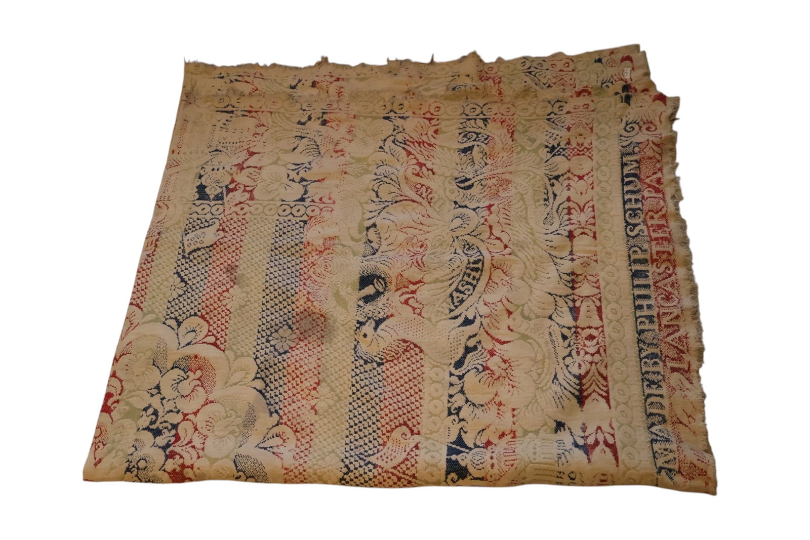 George Washington 1869 Pennsylvania jacquard woven wool coverlet. 76" x 82" (1 of 7)