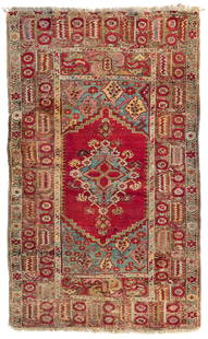 Antique Turkish Gordez Rug: Antique Turkish Gordez Rug 7 x 4.4 ft c. 1800-1900