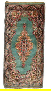 Antique Mini Kerman Rug: Antique Mini Kerman Rug 2 x 4.3 ft c. 1940s