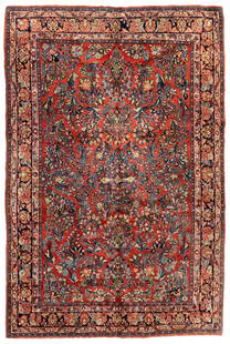 Antique Sarouk Rug: Antique Sarouk Rug 6.2 x 9.5 ft c. 1920s