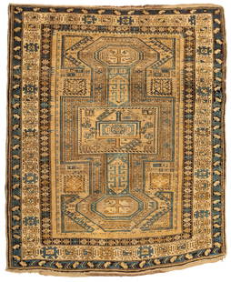 Antique Cabestan Russian Rug: Antique Cabestan Russian Rug 4 x 4.10 ft c.1900