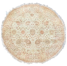 Vintage Persian Sultanabad Style Round Rug