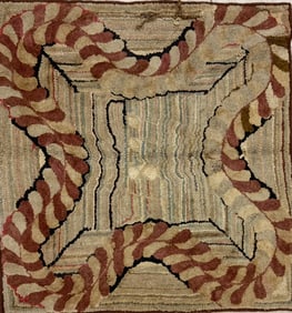 Antique Japanese Hooked Rug