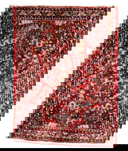 Antique Sarouk Mini Rug Mat: Antique Sarouk Mini Rug Mat 1.11 x 2.6 ft c. 1920s
