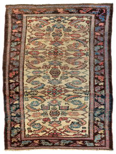 Antique Kurd Rug: Antique Kurd Rug 3.9 x 4.11 ft c. 1880-1900 Dagestan