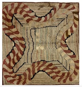 Antique Japanese Hooked Rug