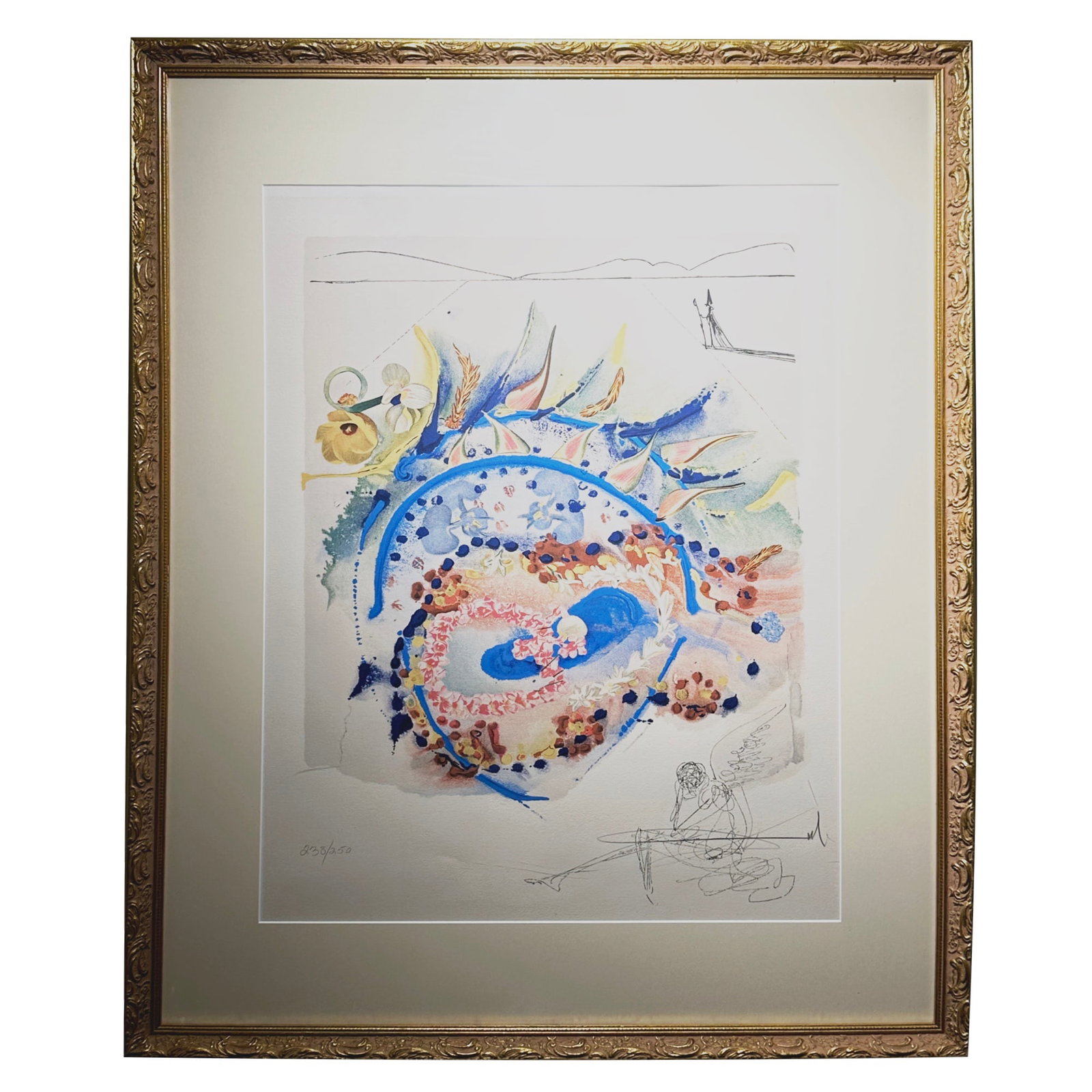 "Lei" from Salvador Dali's Hawaii Suite: This work presents a vibrant surrealist composition by Salvador Dalí, titled burning heart, issued as part of a limited edition of 250 impressions. Executed with expressive color fields and fluid mar