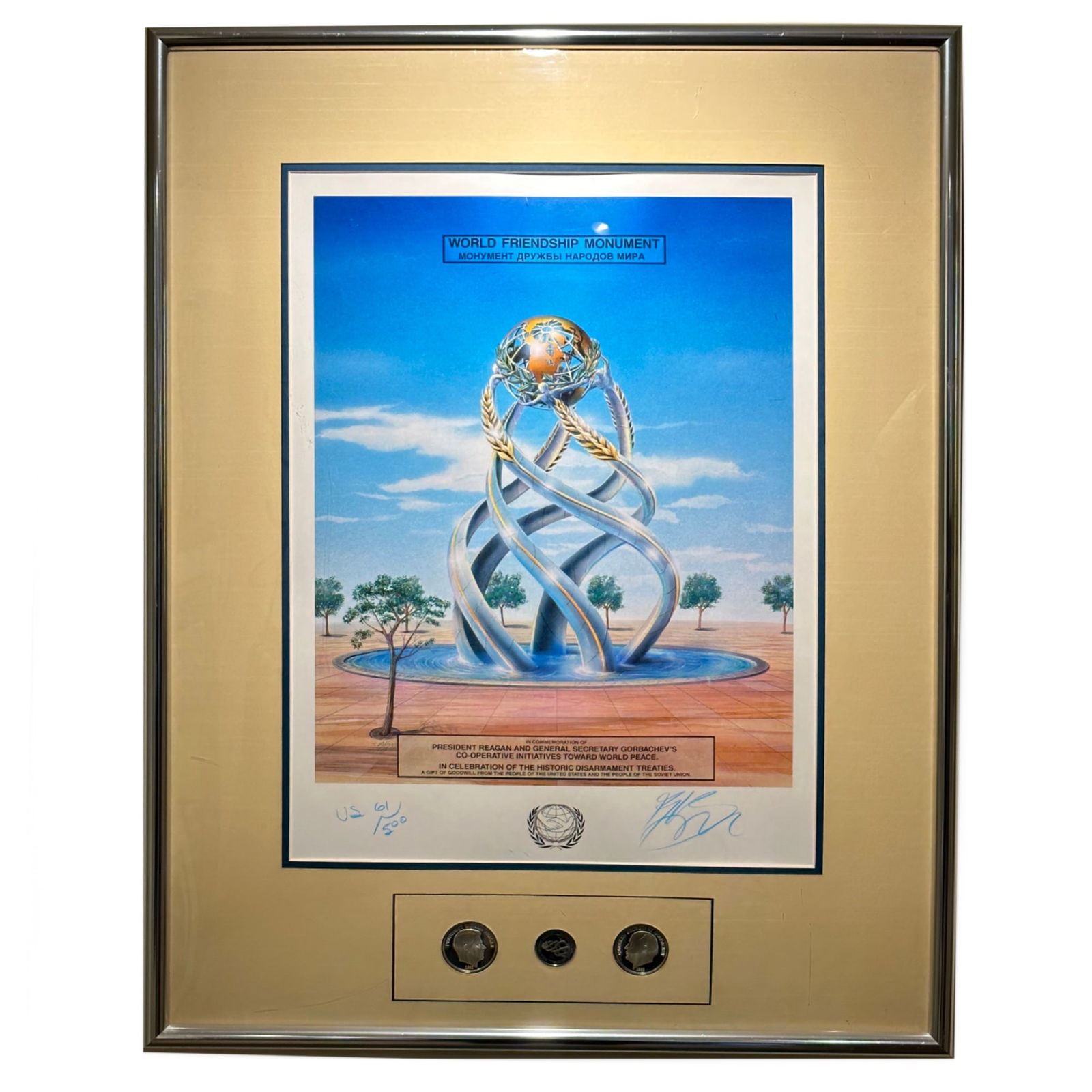 Conceptual Rendering of the World Friendship Monument: This work presents a conceptual rendering of the World Friendship Monument, designed by Brett-Livingstone Strong as a symbolic tribute to global unity, diplomacy, and international cooperation. The