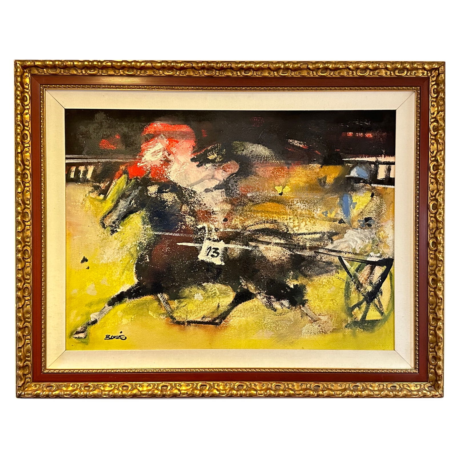 Trotters by Jordi Bonas: This work presents a powerful and energetic equestrian composition by Jordi Bonas, capturing trotting horses mid-stride through bold abstraction and expressive movement. The scene is driven by