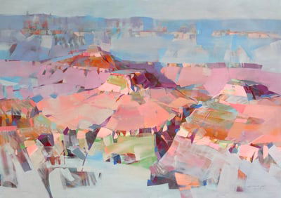 Grand Canyon Landscape Impressionism Original oil Painting, Ready to Hang