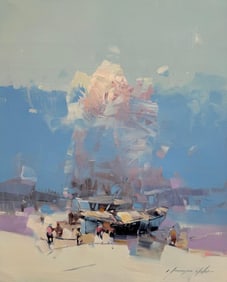 Bay Coastal Impressionism Original oil Painting, Ready to Hang