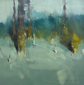 Oak Trees Landscape Impressionism Original oil Painting, Ready to Hang