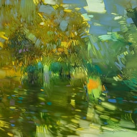 Pond Landscape Impressionism Original oil Painting, Ready to Hang