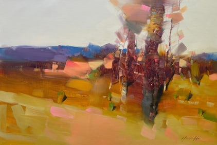 Autumn Grove Landscape Impressionism Original oil Painting, Ready to Hang