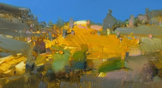 Valley Landscape Impressionism Original oil Painting, Ready to Hang
