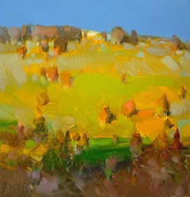 Golden Hour Landscape Impressionism Original oil Painting, Ready to Hangtest