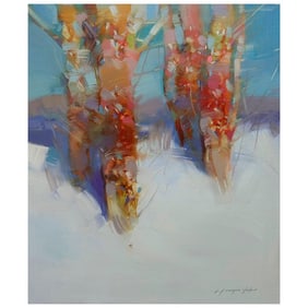 Winter Trees, Landscape Artwork, Original oil Painting, Ready to Hang