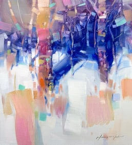 Winter Trees, Landscape Impressionism Original oil Painting, Ready to Hang