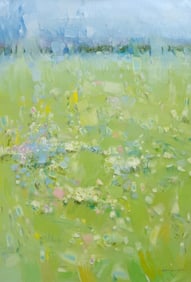 Spring Bloom, Landscape impressionism Original oil Painting, Ready to Hang