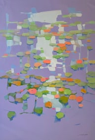 Waterlilies Contemporary art Flowers Original oil Painting, Ready to Hang