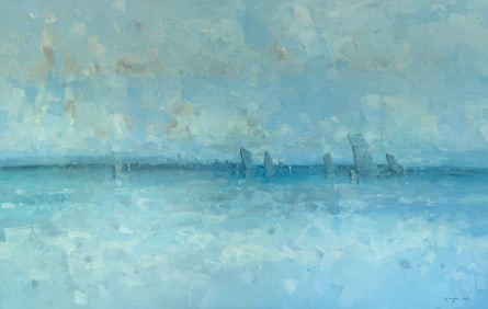 Cobalt Ocean, Seascape impressionism Original oil Painting, Ready to Hang