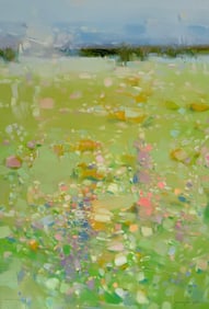 Meadow Breeze Landscape Impressionism Original oil Painting, Ready to Hang