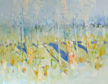 Spring Trees Landscape Impressionism Original oil Painting, Ready to Hang
