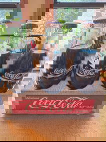 6-PK Coca Cola Classic = antique metal carrier