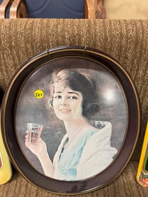 Oval Lady with glass 1973 Coca Cola Tray