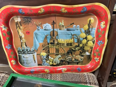 Table with Flowers, Vegetables, Violin Tray