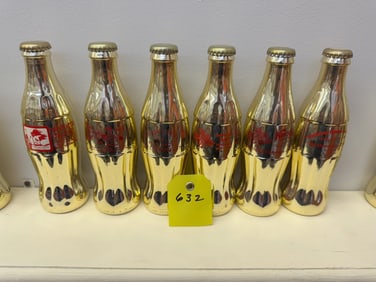 6pk Gold Colored Coca Cola Bottles Assorted 2