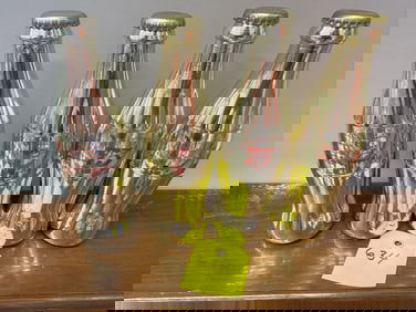 4pk Coca Cola Bottles Gold and Silver colored