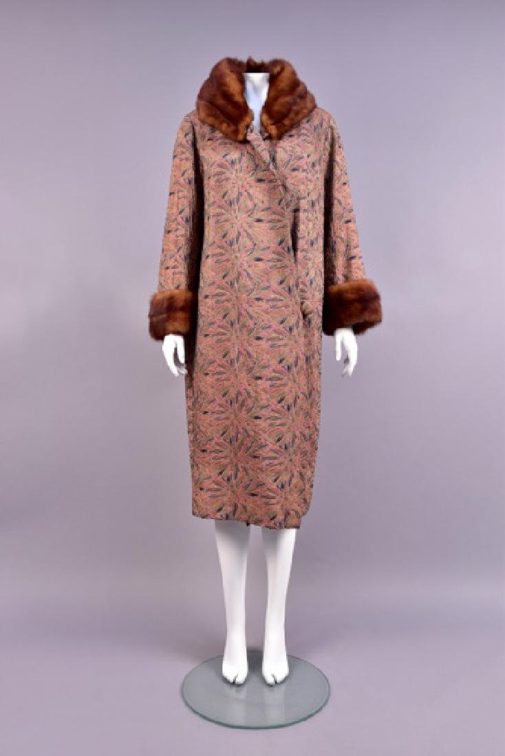 FUR TRIMMED METALLIC BROCADE OPERA COAT, 1920s. (1 of 3)
