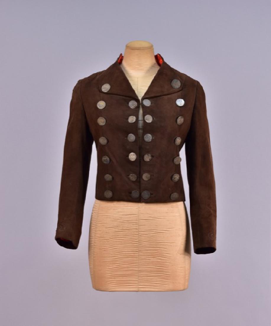 ETHNIC-INSPIRED SUEDE JACKET with COIN BUTTONS, c. 1940 (1 of 4)