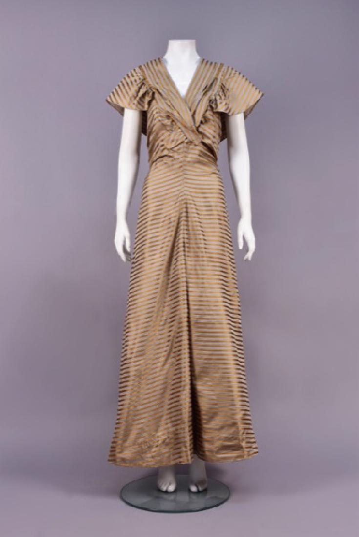 SATIN STRIPED SILK EVENING GOWN, 1940s (1 of 4)