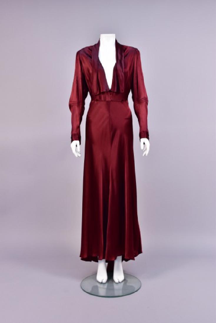 LANVIN ATTRIBUTED SILK DINNER DRESS, 1940s. (1 of 8)