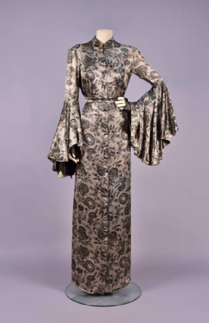 MARGOT PARIS LACE-PRINT SILK DESHABILE, MID 20th C (1 of 5)