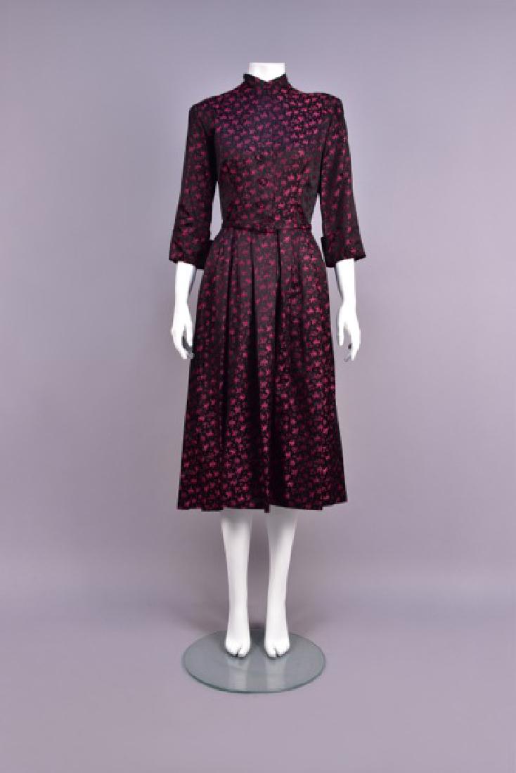 CEIL CHAPMAN BROCADE DAY DRESS, c. 1950 (1 of 5)