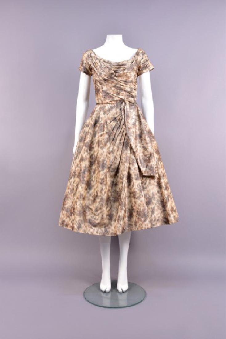 CEIL CHAPMAN WARP-PRINTED COCKTAIL DRESS, 1950s (1 of 4)
