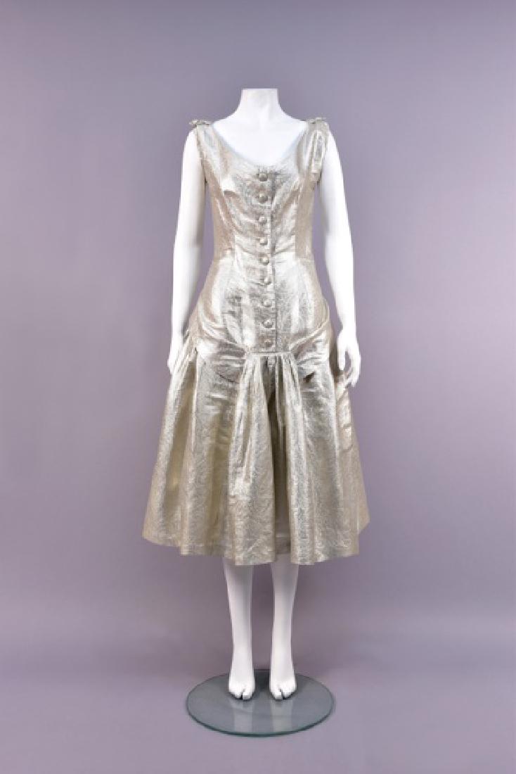 SUZY PERETTE SILVER LAME COCKTAIL DRESS, 1950s (1 of 5)